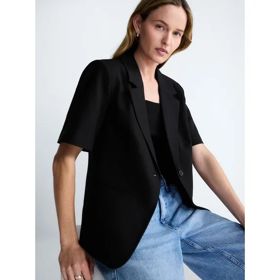 Scoop Women's and Women's Plus Short Sleeve Boxy Blazer, Sizes XS-4X | Walmart (US)
