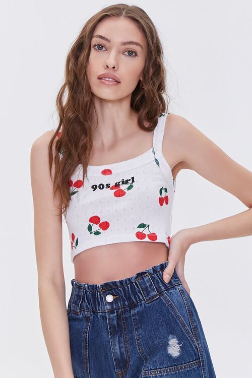 Cropped 90s Girl Cherry Print Cami | Forever 21 (US)