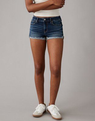 AE Next Level Low-Rise Denim Short Short | American Eagle Outfitters (US & CA)