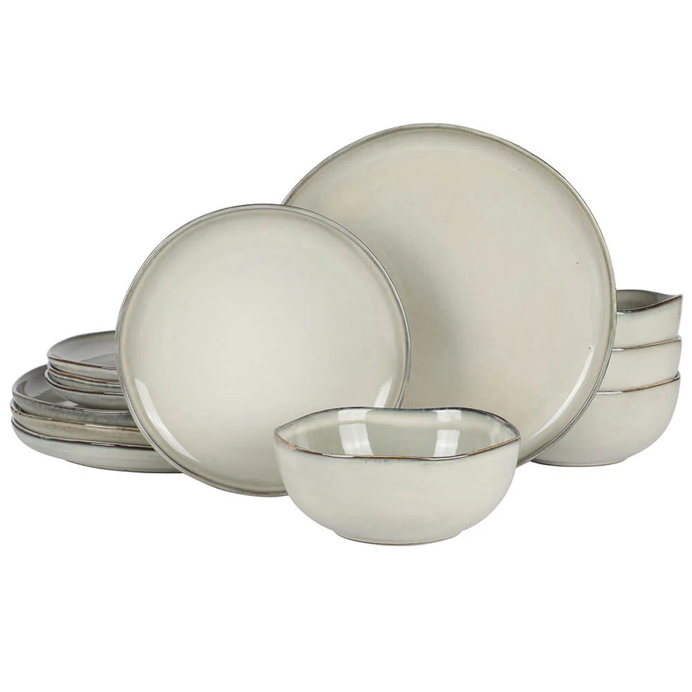 Gibson Soho Lounge Nardini 12 Piece (Service for 4) Plates and Bowls Reactive Glaze Dishes Stonew... | Wayfair North America