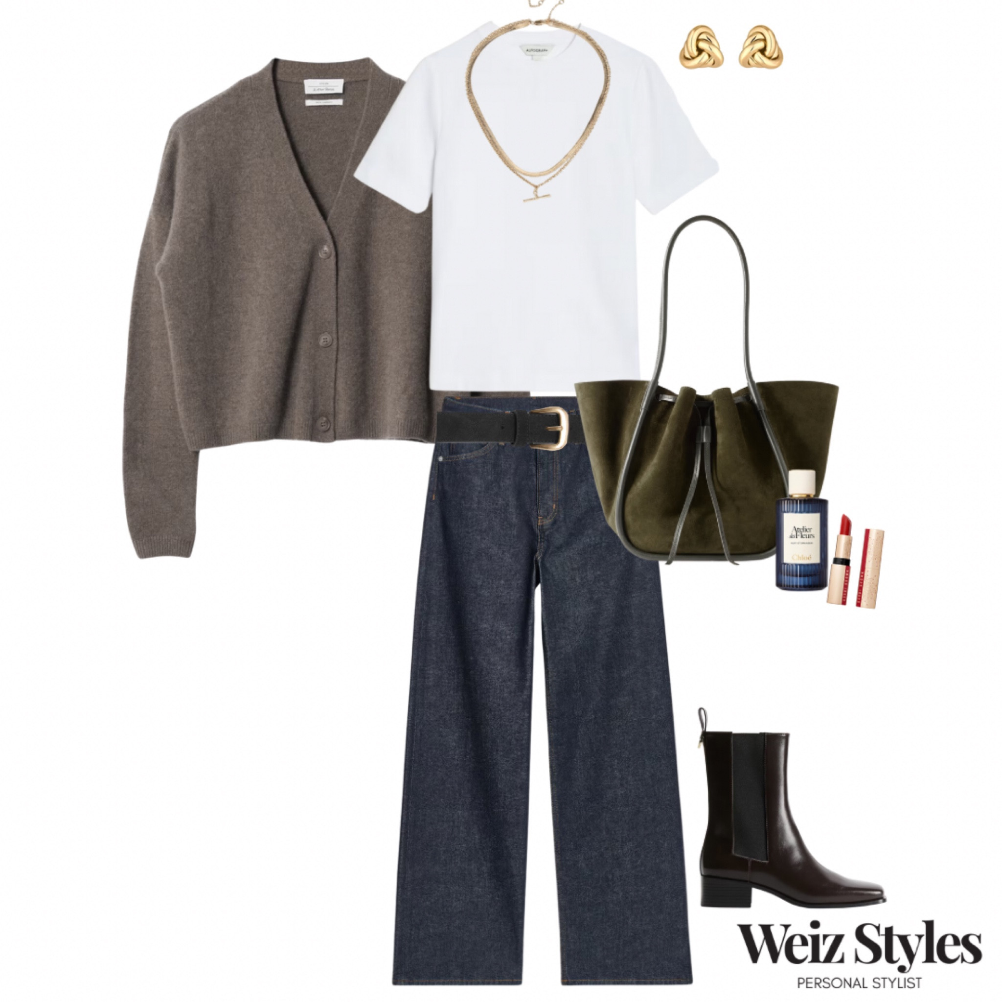 I’m loving this effortlessly chic casual outfit ✨ every element works together perfectly and proves you can still be stylish even in your everyday looks 💃🏻

Head to www.weizstyles.com to find out how I can help you on your style journey 💖

Louise x

Personal stylist, styling, ootd, neutral aesthetic, London, Weiz styles, shopping, outfit of the day, uk, confident, handbag, bag, perfume, fragrance, lipstick, lip, elevate your style, feel good, flat lay, shopping, high street, designer, ltk, autumn, autumnal, Chelsea boots, flats, flat shoes, layers, H&M, M&S, marks and Spencer, net a porter, green, brown, white, blue, gold, red, pop of colour, lipstick, lippy, John Lewis, womenswear, chic, feminine, casual, every day, effortless, put together, sophisticated, trendy, trendy, relaxed, wide leg indigo jeans, belt, cardigan, knitwear, knit, knitted, and other stories, womenswear, elevated, classic, white tee, T-shirt, top, necklace, earrings, minimal

#LTKuk #LTKstyletip #LTKautumn