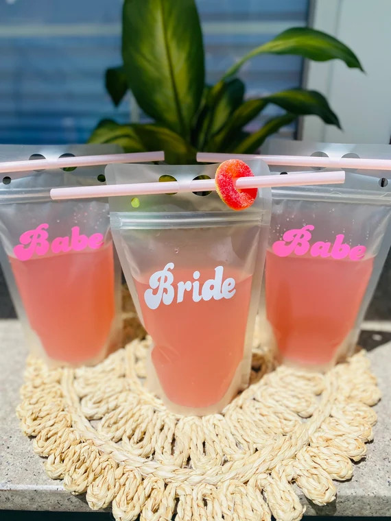 Bachelorette drink pouches | Retro Babe Sunglasses | Bachelorette party drink pouches | Bachelore... | Etsy (US)