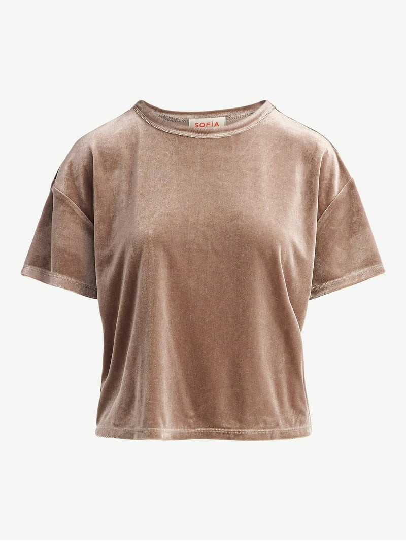 Sofia by Sofia Vergara Women's and Women's Plus Size Boyfriend Velvet Tee, Sizes XS-4X | Walmart (US)