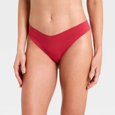Women's Invisible Edge Seamless Cotton Thong Underwear - Auden™ Dark Red XS | Target