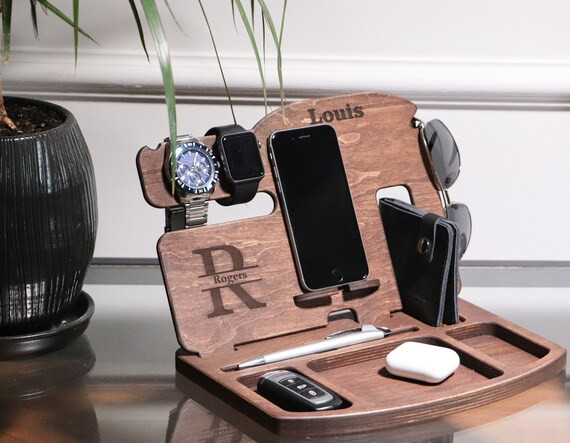 Mens valet tray docking station, Christmas Gifts box for men, gifts for boyfriend, Personalized m... | Etsy (US)