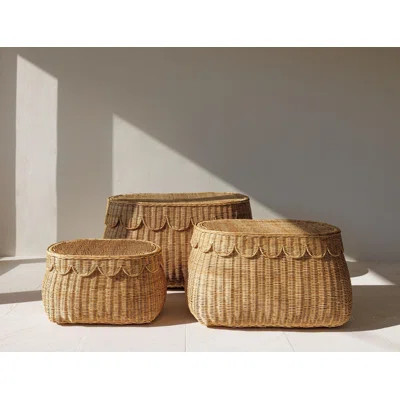 3 Piece Scallop Rattan Basket Set (Small, Medium, Large) | Wayfair North America
