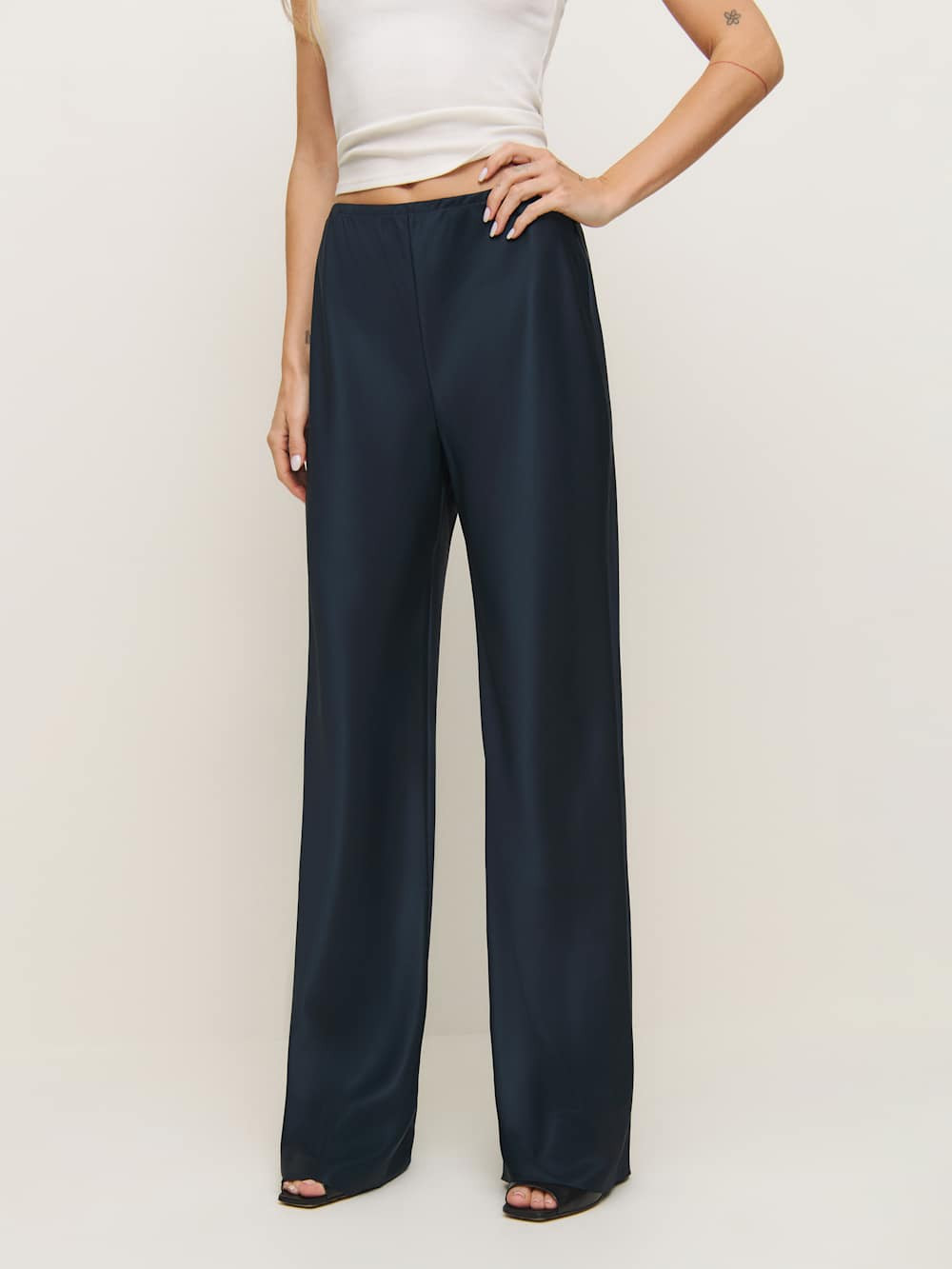 Gale Satin Mid Rise Bias Pant | Reformation (Global)