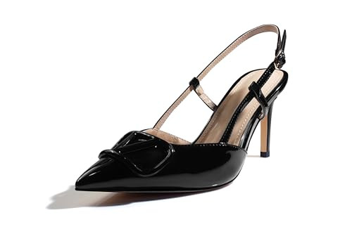 Aylhkar Women Heeled Slingback Sandals Closed Pointed Toe Stiletto High Heels Slip-On Buckle Pumps Backless Evening Prom Party Dress Shoes Black 8.5US | Amazon (US)