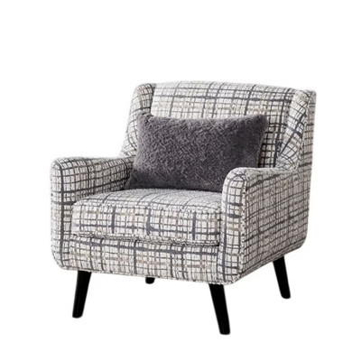 Royal Hampton Accent Chair, 1 Accent Pillow, Black and White Plaid, Solid Wood | Target