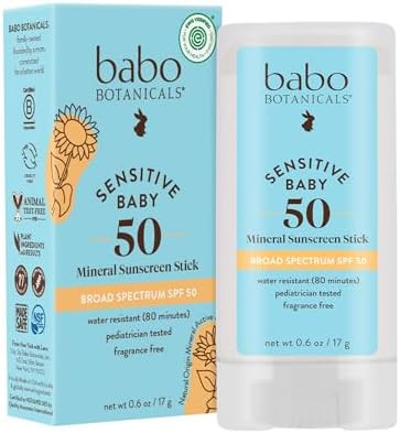 BABO Botanicals Sensitive Baby Mineral Sunscreen Stick SPF 50-70% Organic Ingredients - Zinc Oxid... | Amazon (US)