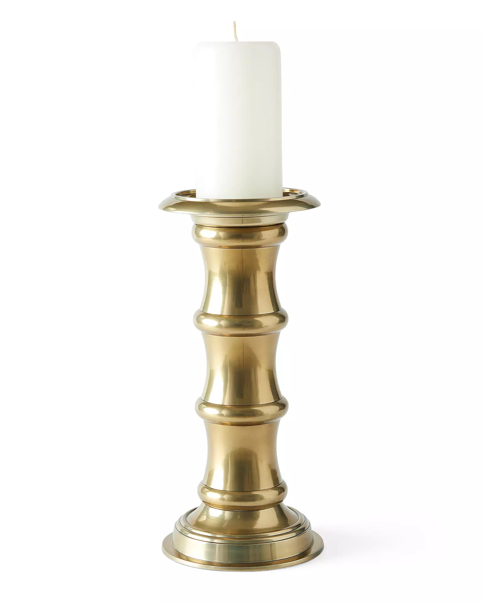 Brass Bamboo Pillar Candleholder | Serena and Lily