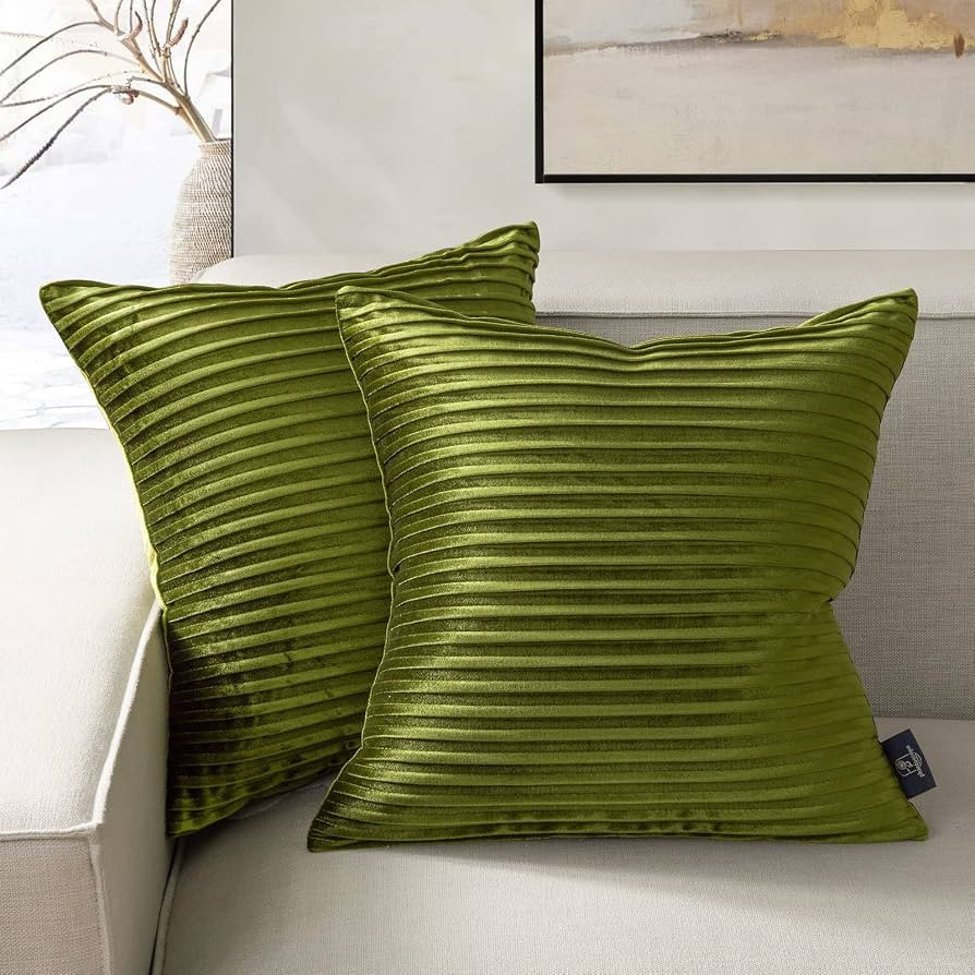 Phantoscope Pack of 2 Velvet Decorative Throw Decorative Pillow Cover - Crushed Velvet Handmade P... | Amazon (US)