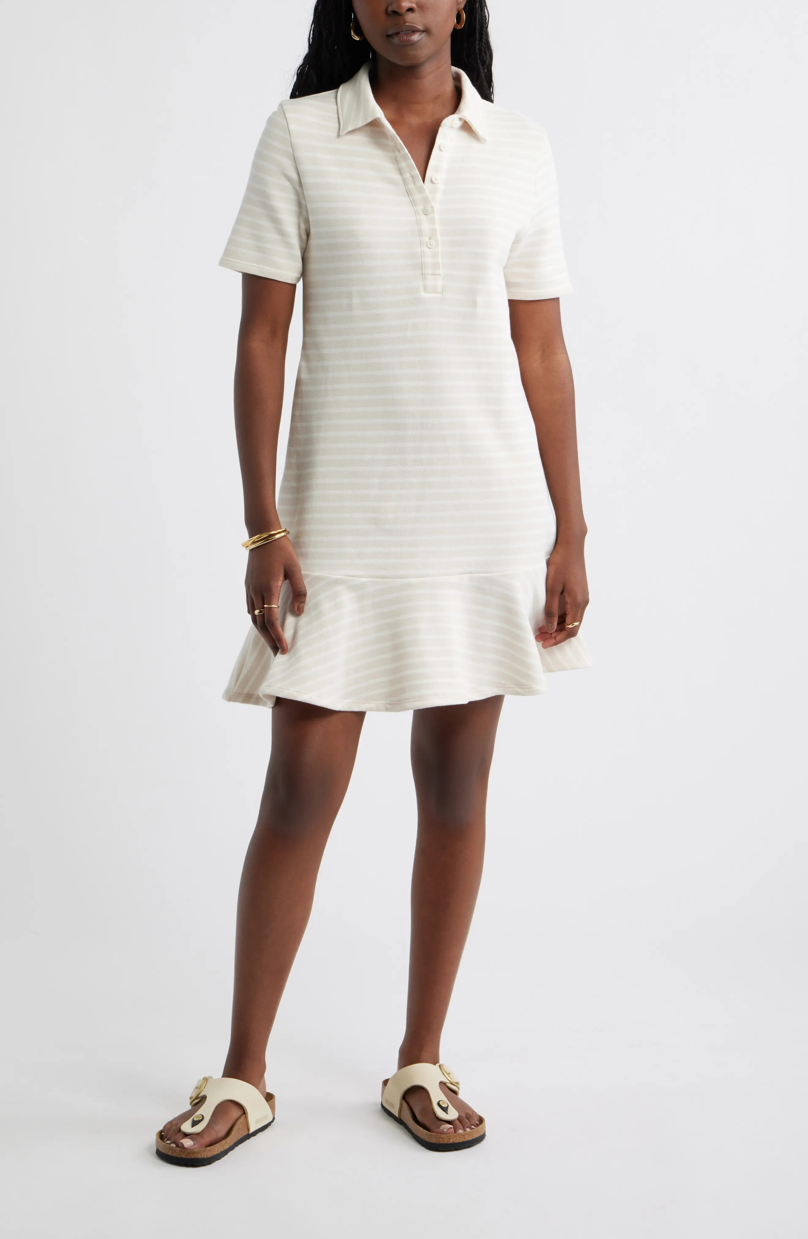 Caslon\u00ae Henley Short Sleeve Polo Dress (Women) | Nordstrom | Nordstrom