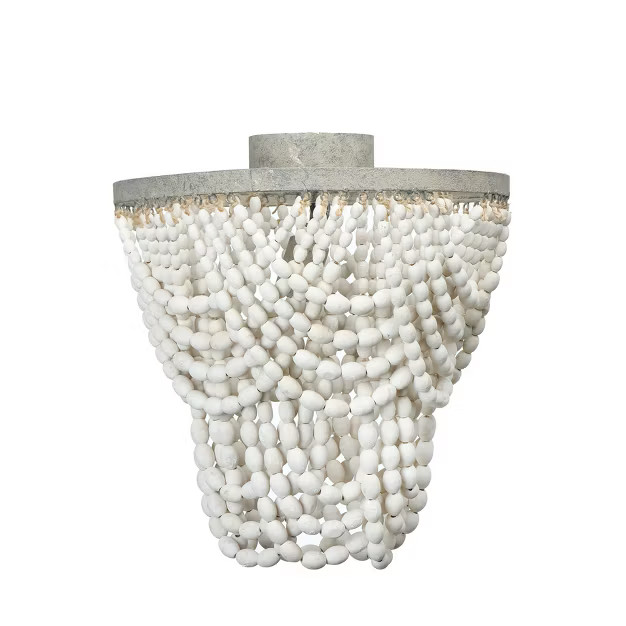 Tiered Draped Wood Bead and Metal Semi-Flush Light - 3R Studios | Target