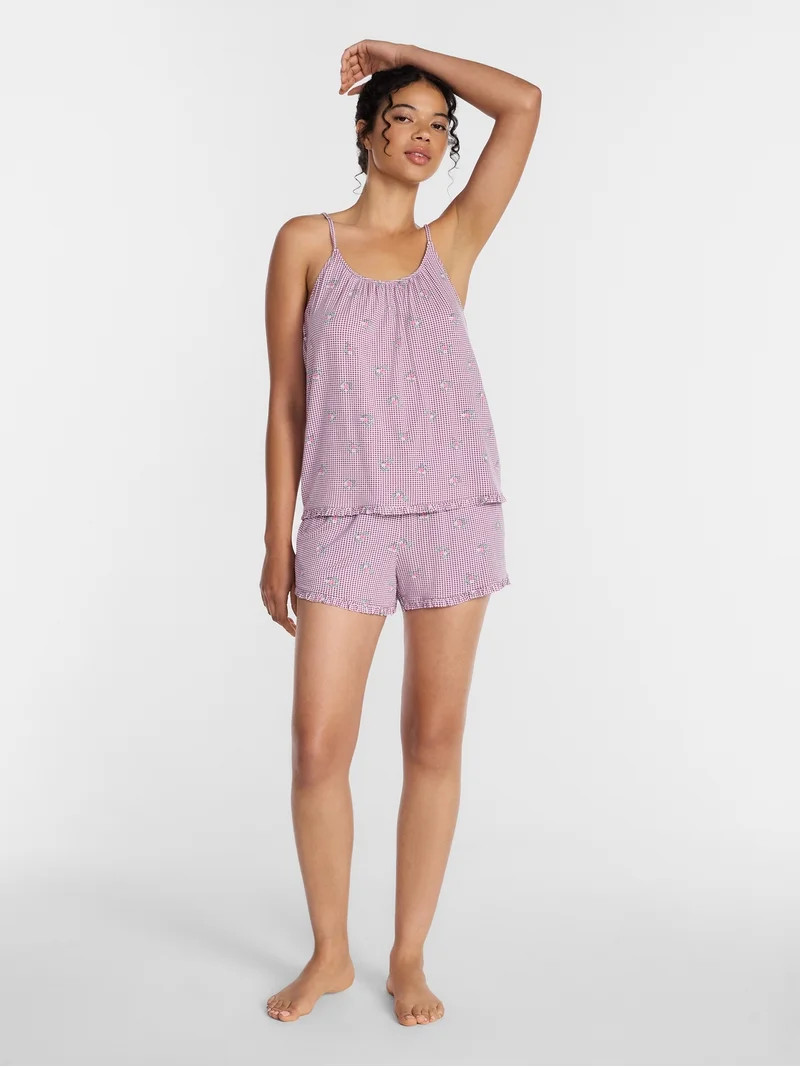 Joyspun Women’s Modal-Blend Ruffle Trim Cami and Shorts Sleepwear Set, 2-Piece, Sizes XS-3X | Walmart (US)