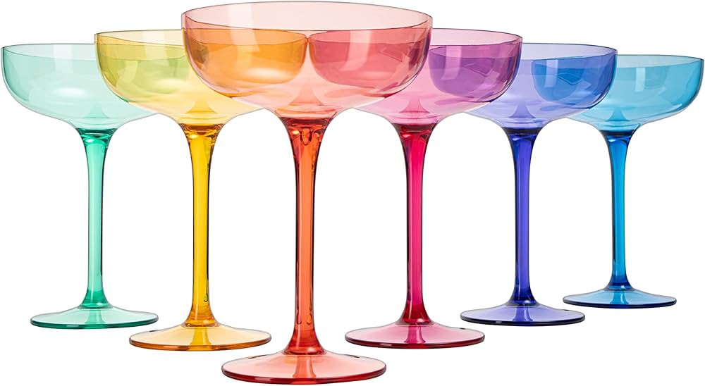 European Style Margarita & Martini Crystal Acrylic Glasses Tritan Drinkware Unbreakable Colored 6... | Amazon (US)