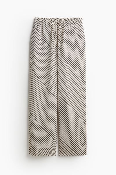 Pull-on Pants - High waist - Long - Cream/striped - Ladies | H&M US | H&M (US + CA)