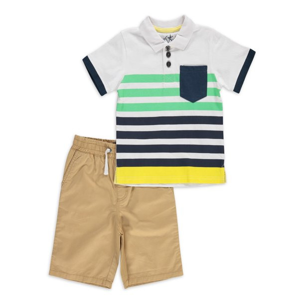 Freestyle Boys Stay Wild Short Sleeve T-Shirt & Pull On Cargo Shorts, 2-Piece Outfit Set, Sizes 4... | Walmart (US)