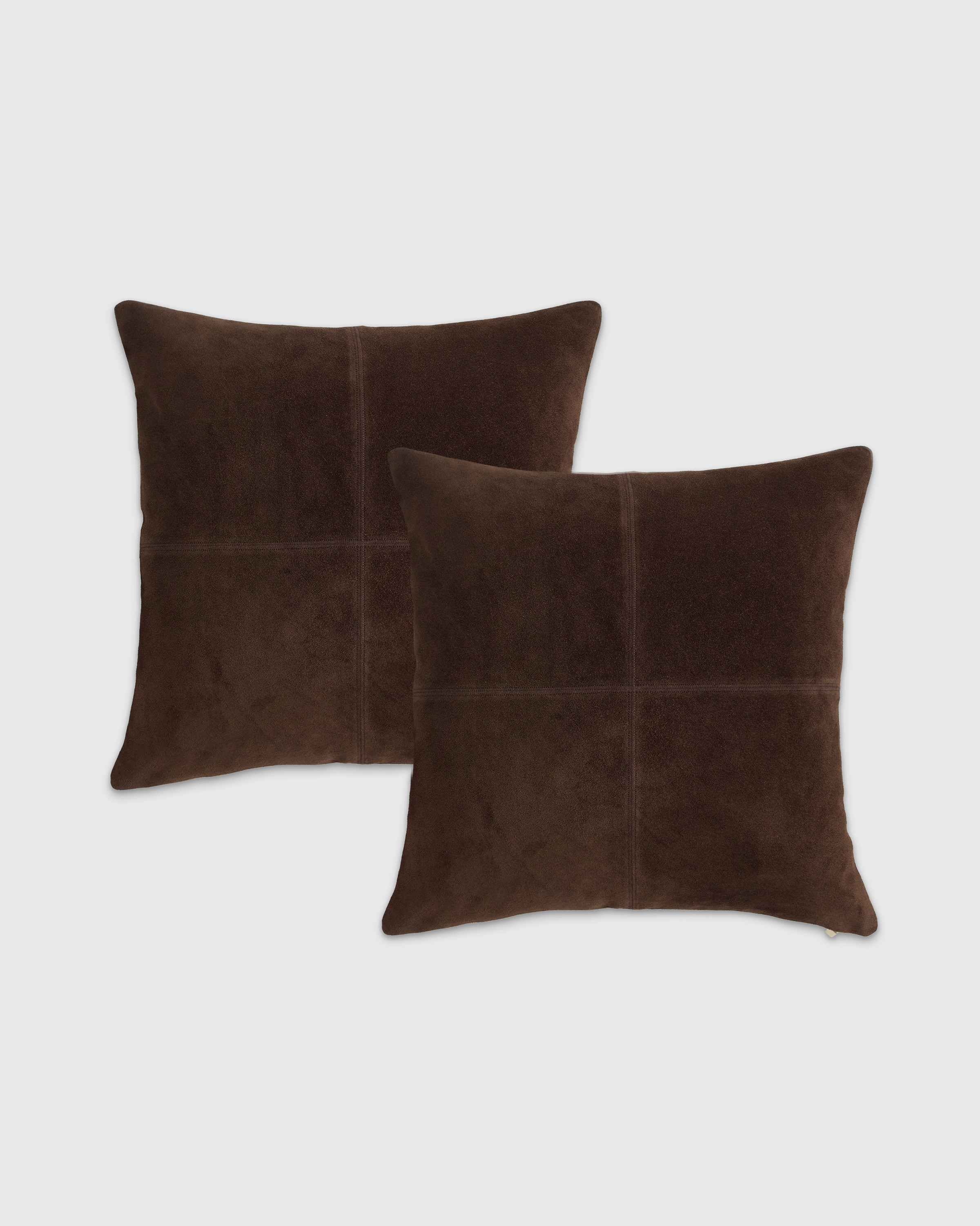 Quince | Pieced Suede Pillow Cover Set of 2 in Chocolate, Size 20x20, Suede Leather | Quince