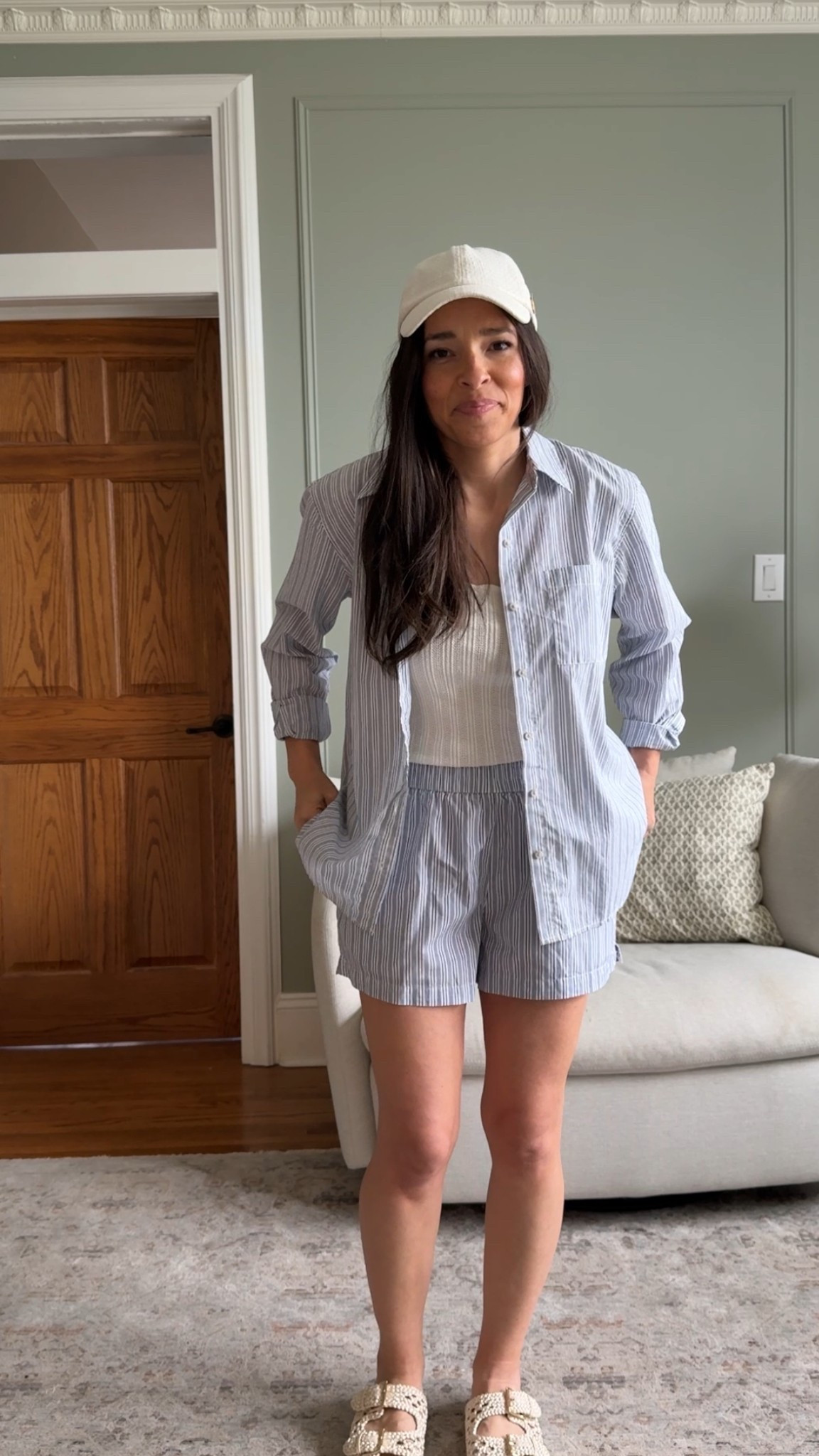 Striped button down set. Lightweight and comfortable. Such a great length!

#LTKStyleTip #LTKSaleAlert