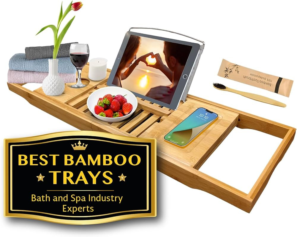 Expandable Bathroom Tub Tray - Premium Craft Caddy - Table Stand and Accessories for Book Tablet ... | Amazon (US)