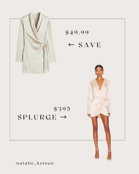 H&M look for less! Satin wrap dress. Long sleeve dress. Champagne dress. Silk dress. Date night. New Year’s Eve. 

#LTKunder100 #LTKSeasonal #LTKHoliday