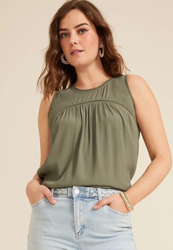 Lace Trim Tank Top | Maurices