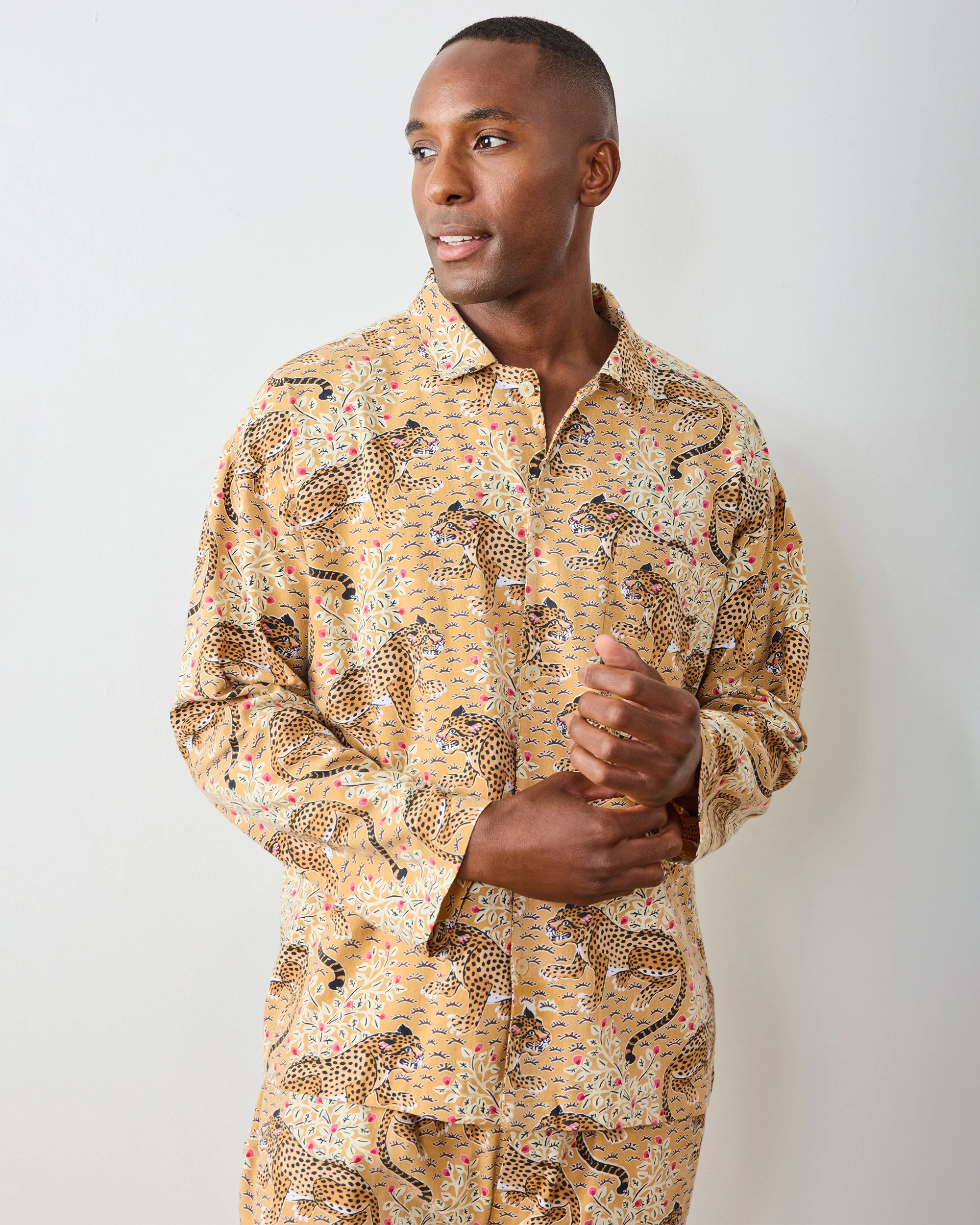 Bagheera - Men's Lightweight Flannel Long PJ Set - Tobacco | Printfresh