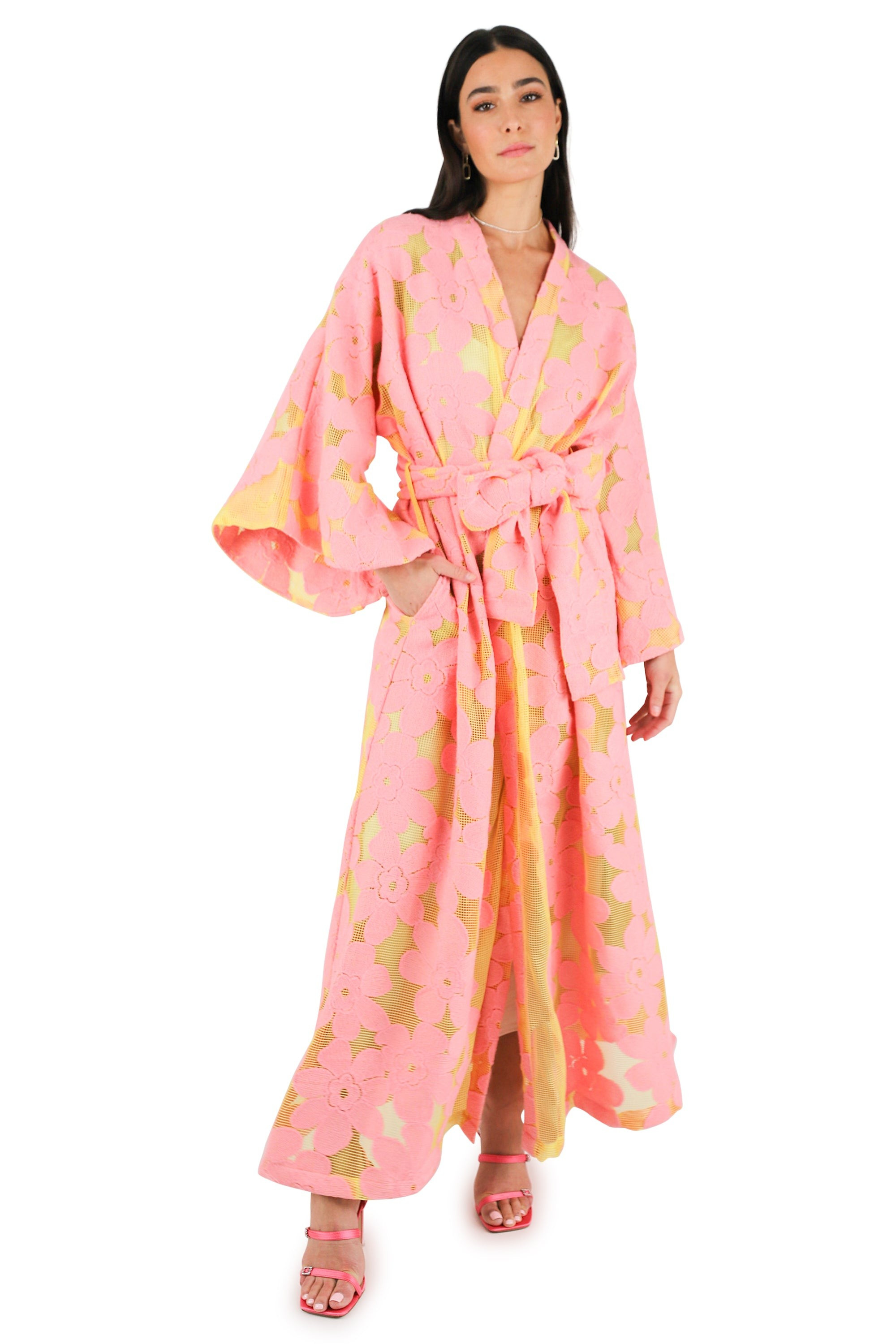 no. 0037 pink & yellow net maxi wrap | La Vie Style House