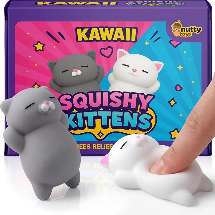 Nutty Toys Squishy Cat Set - 2" Soft Silicone Kawaii Kitties, Top Stress Relief Toy 2026 Unique G... | Amazon (US)
