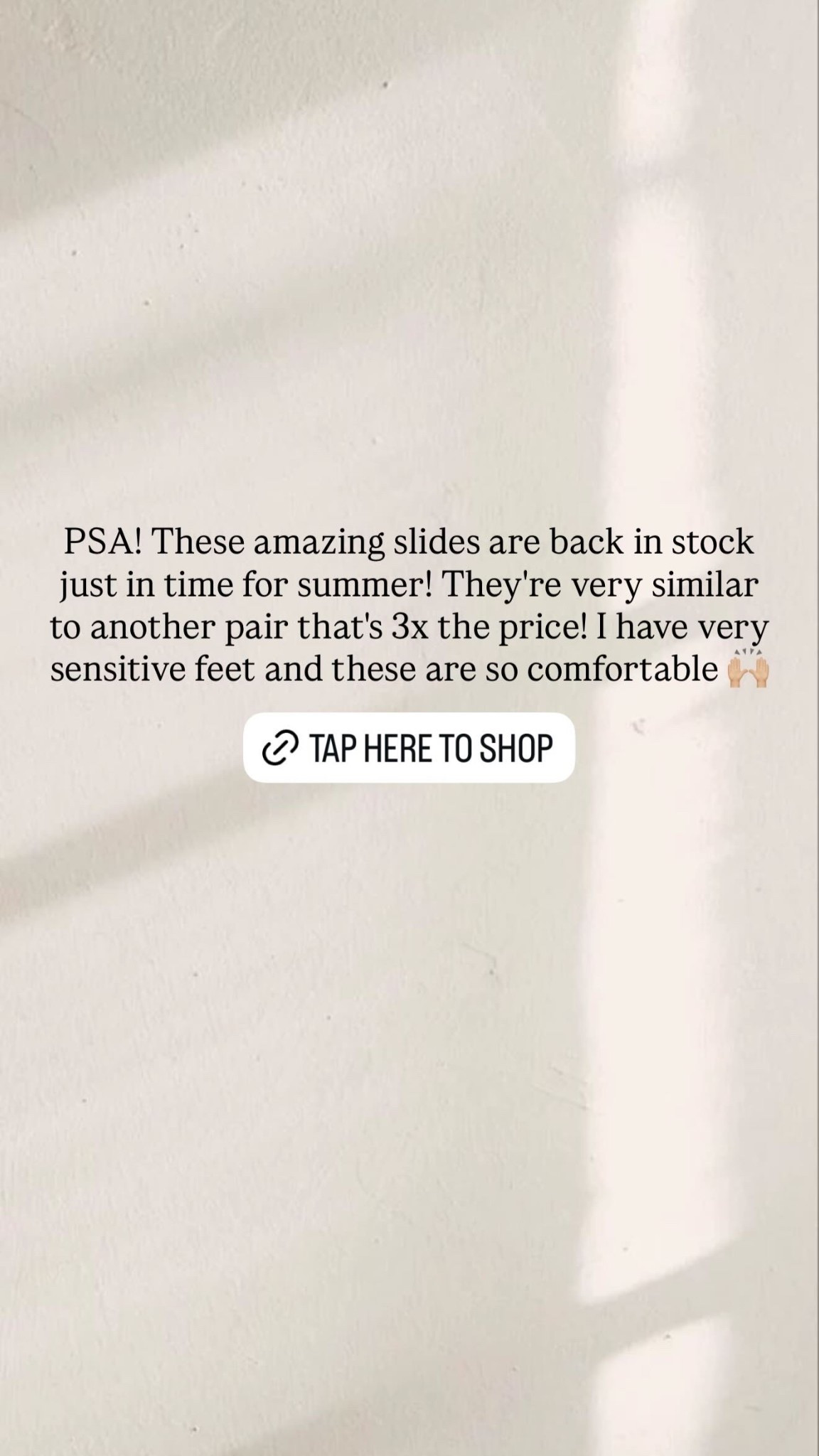 PSA! These amazing slides are back in stock just in time for summer! They're very similar to another pair that's 3x the price! I have very sensitive feet and these are so comfortable🙌🏼

#LTKgrwm #LTKootd #LTKSeasonal