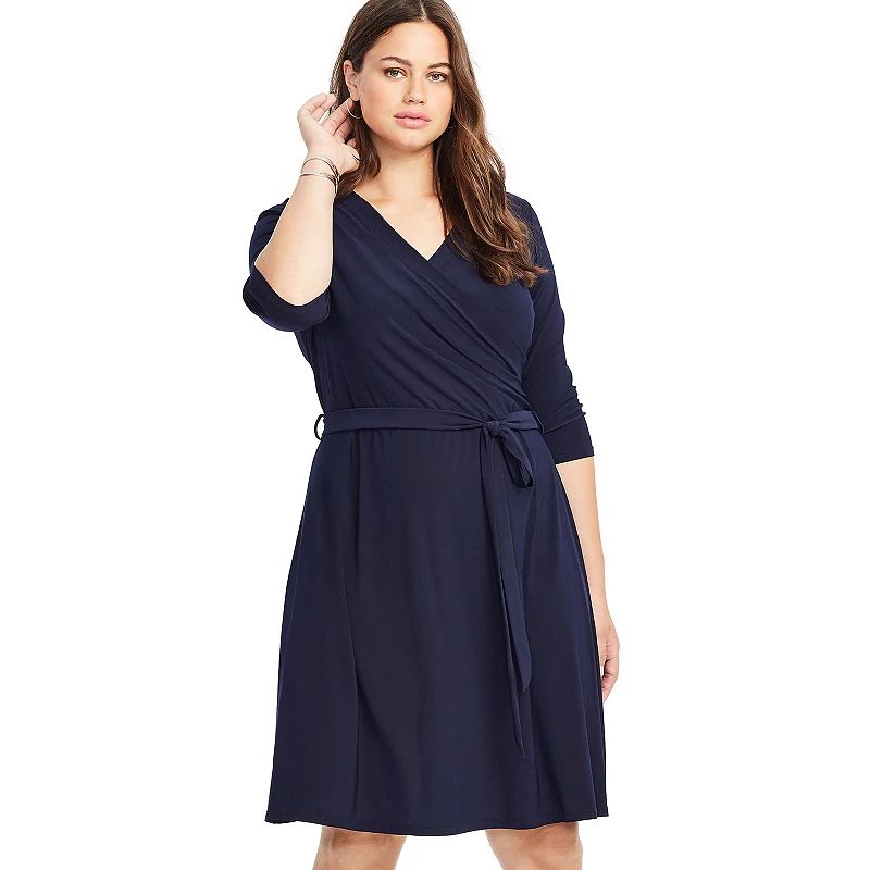 Plus East Adeline by Dia&Co Faux Wrap Dress, Women's, Size: 0X, Blue | Kohl's