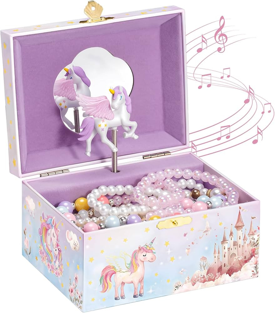 ProCase Unicorn Jewelry Box for Girls, Kids Musical Jewelry Boxes with Spinning Unicorn Doll, Bir... | Amazon (US)