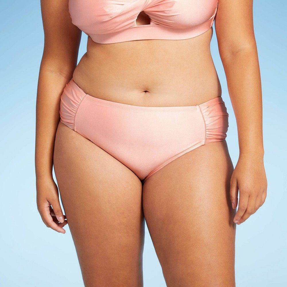 Juniors' Plus Size Metallic Cheeky Hipster Bikini Bottom - Xhilaration Light Pink X | Target