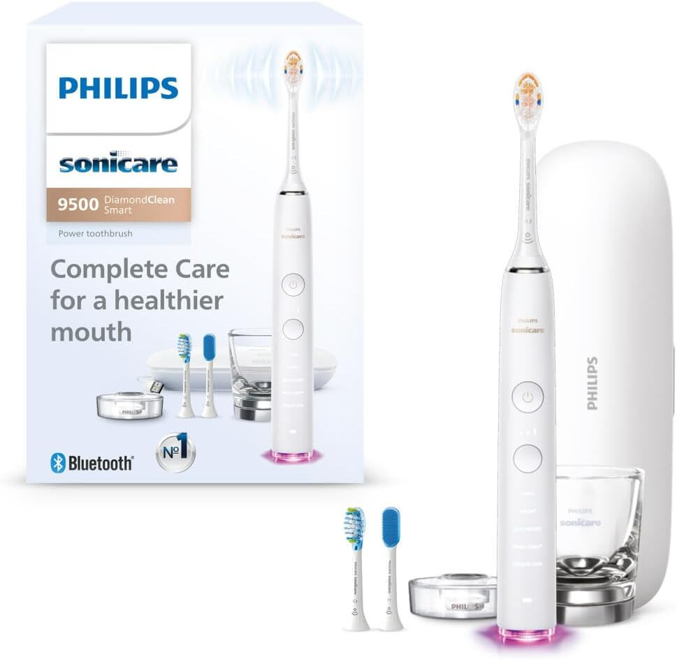 Philips Sonicare DiamondClean 9500 Electric Toothbrush 3 Brush Heads, White | Amazon (US)
