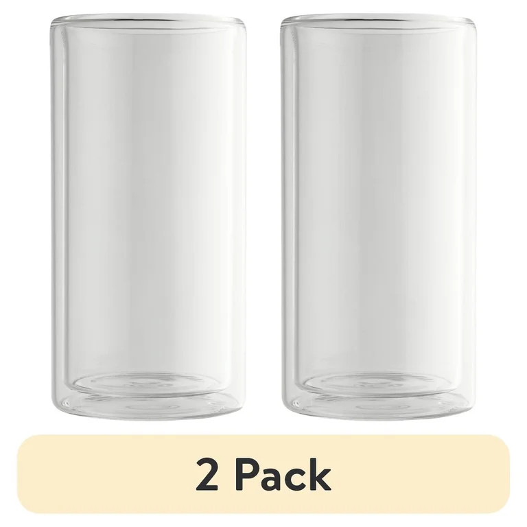 (2 pack) Thyme & Table 16 fl oz Clear Double Wall Drinking Glass - Walmart.com | Walmart (US)