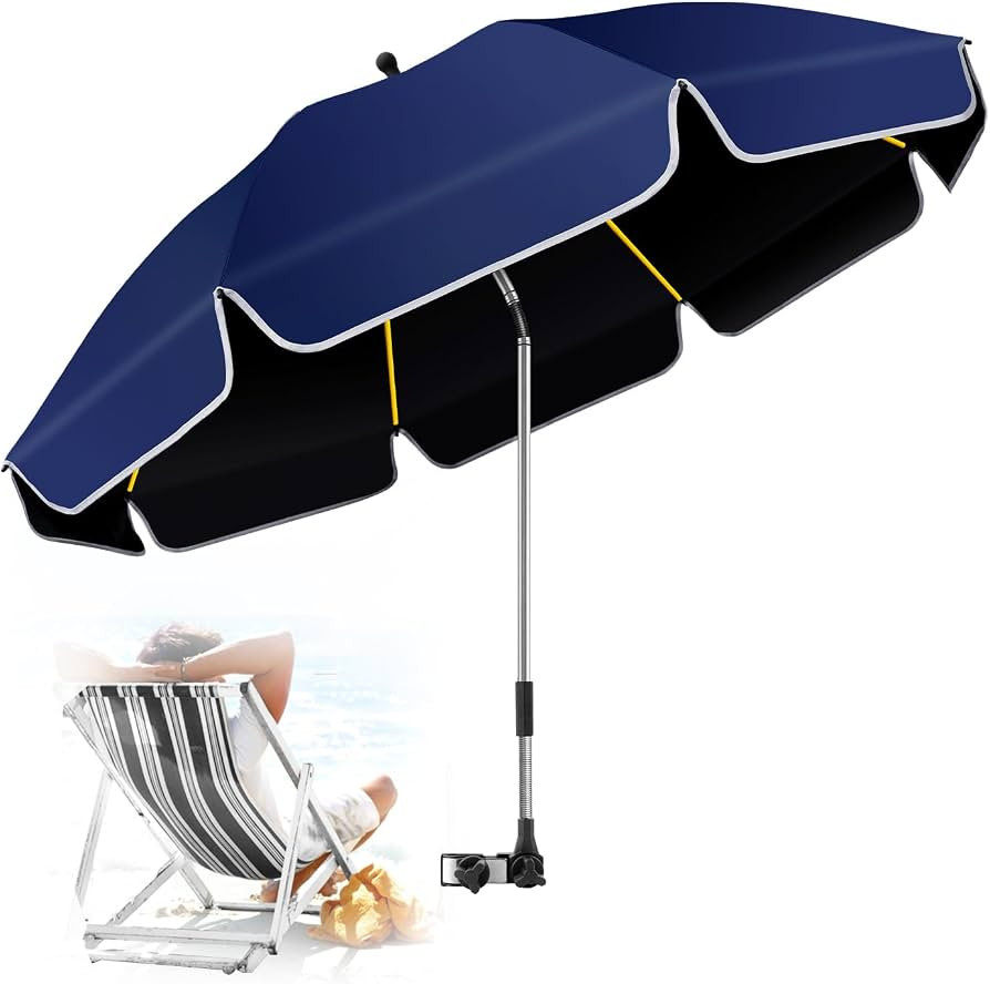 48.8" Chair Umbrella with Clamp, UPF50+ Sun Protection,360\u00b0 Swivel Portable Clip-On Sun Shad... | Amazon (US)