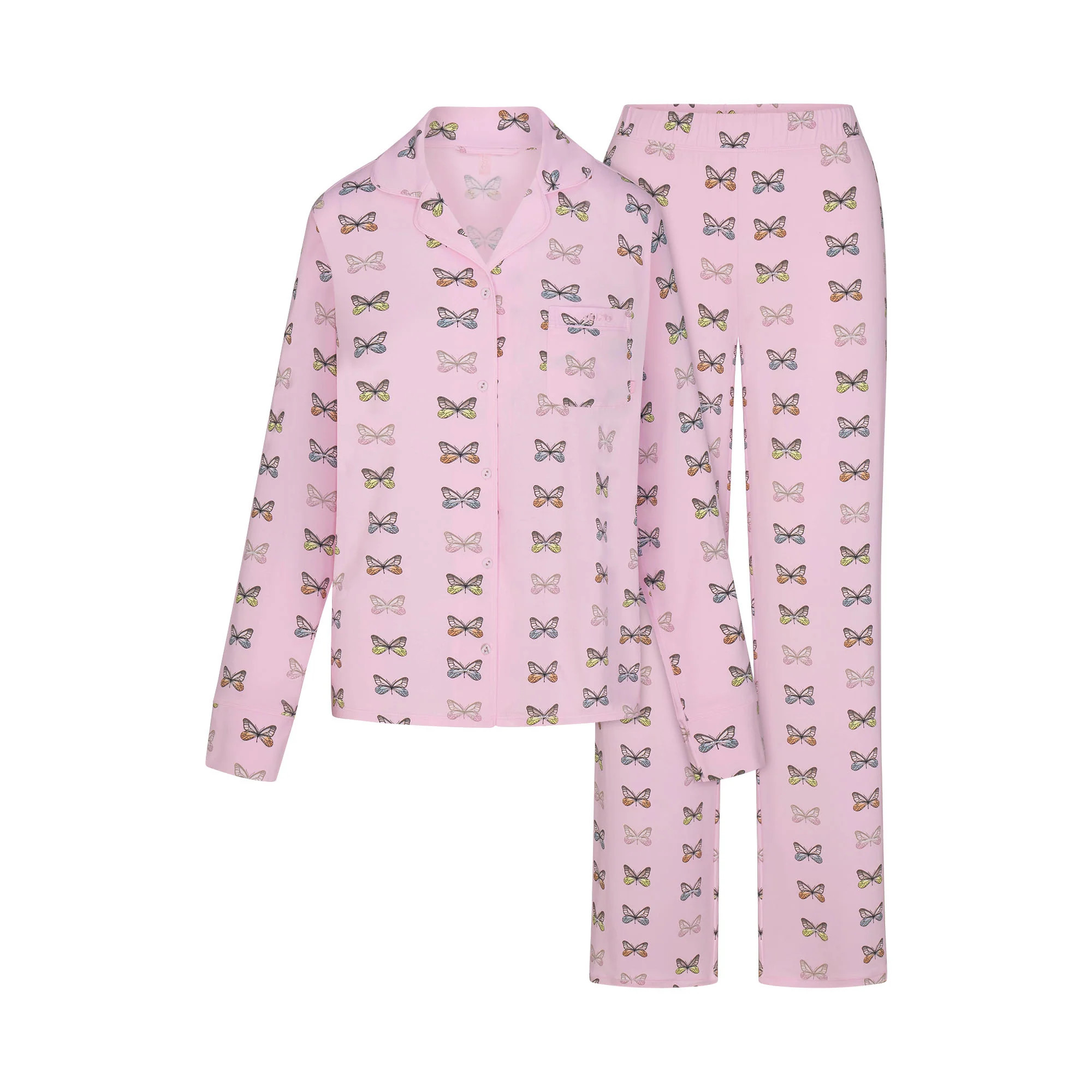 SKIMS Sleep Long Sleeve Button Up Set | Pink | Medium | SKIMS (US)