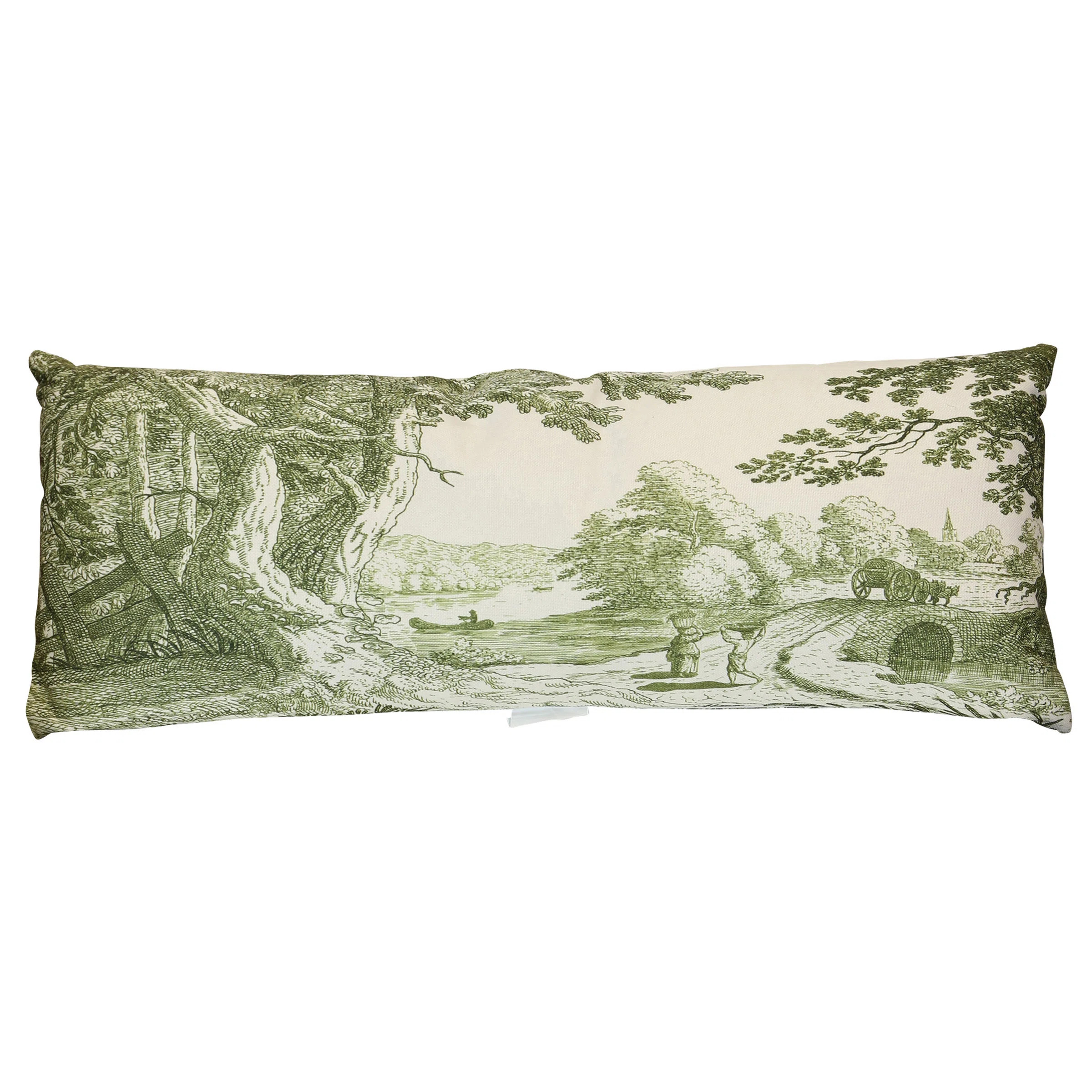 Reverie Toile Lumbar Pillow - Verdant & Ivory - 36" x 14" | Wayfair North America