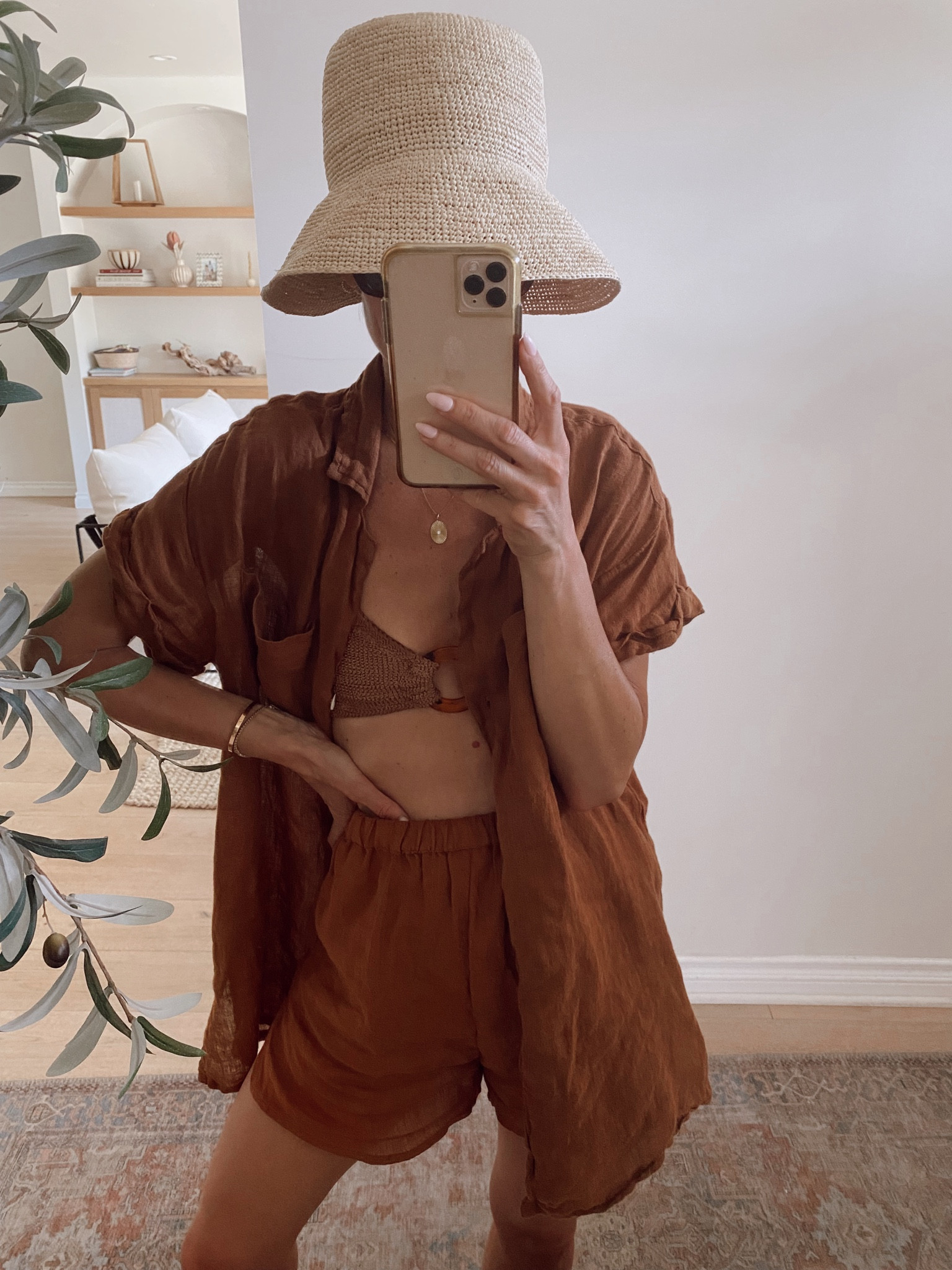 Today’s beach outfit 
Linen set runs tts 

#LTKstyletip #LTKswim