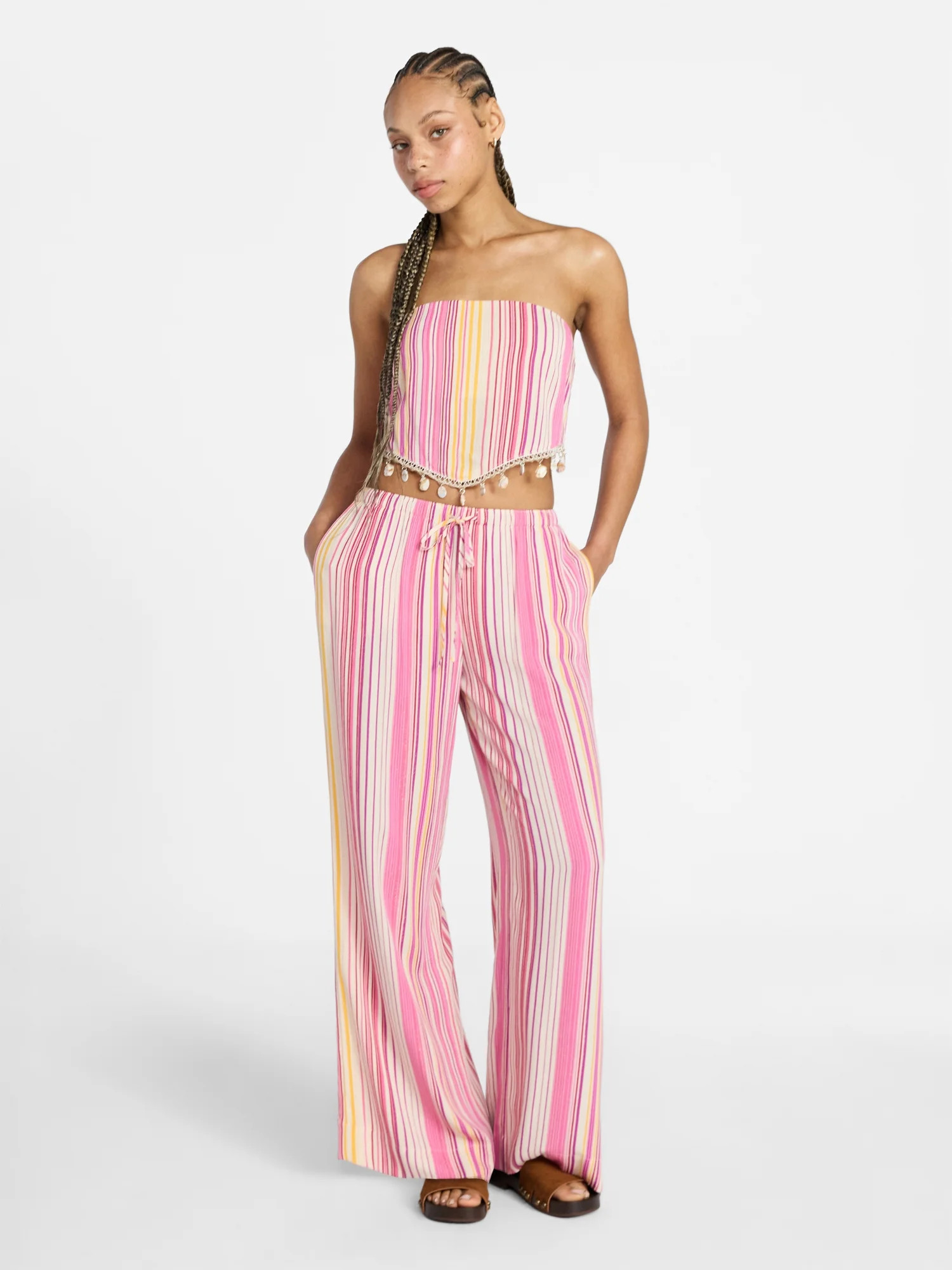 No Boundaries Scarf Top and Beach Pants Set, 2-Piece, Women's XXS-XXL - Walmart.com | Walmart (US)