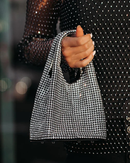 Own The Night Rhinestone Bag - Silver | VICI