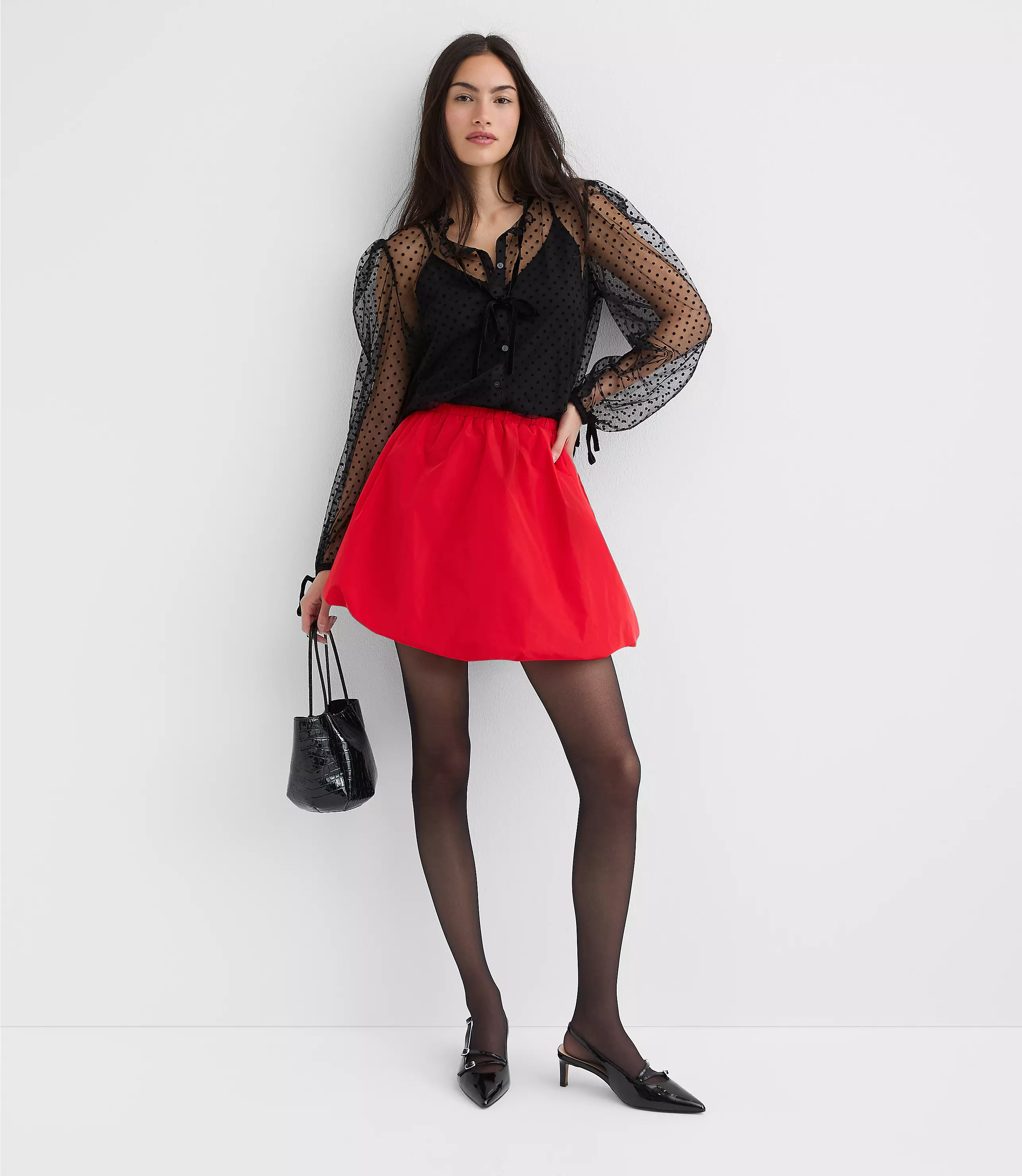 Petite Taffeta Bubble Mini Pocket Skirt | LOFT