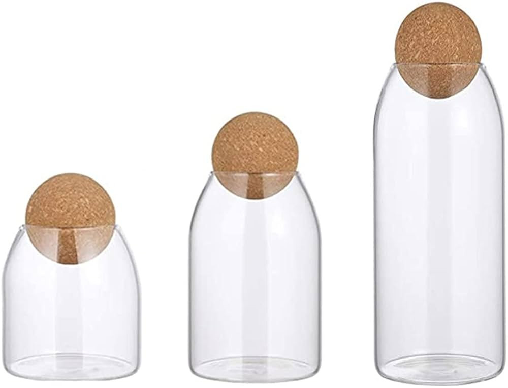 Amazon.com: Glass Jar with Wood Lid Ball Jar Food Storage Container Clear Candy Jars Food Storage... | Amazon (US)
