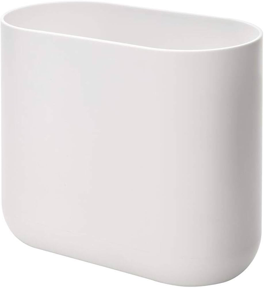 iDesign Slim Oval Plastic Waste Basket The Cade Collection, 10.56” x 5.5” x 9.77”, White | Amazon (US)