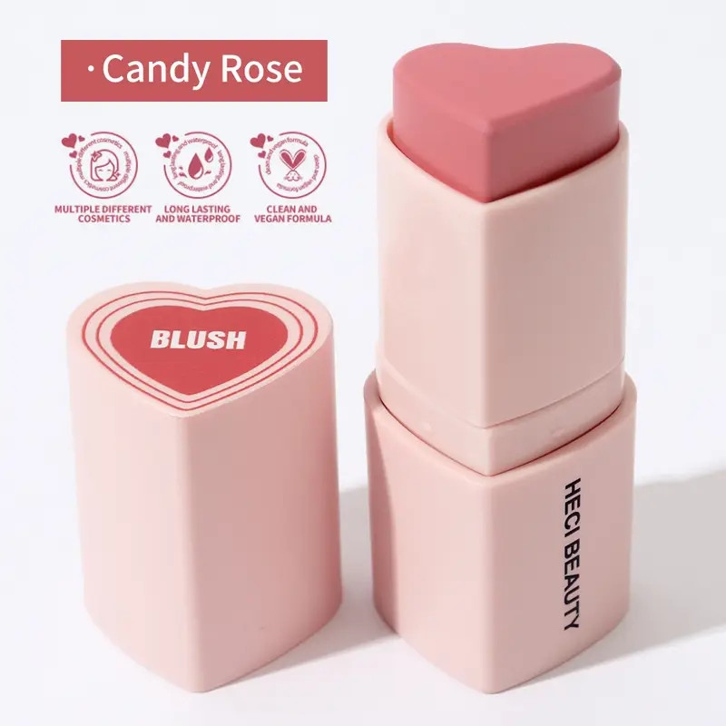 Heart Shaped Blush Stick 3 In 1 Creamy Blush Lovely  Natural Pink Rosy Glossy Makeup Blusher  Lon... | Temu Affiliate Program