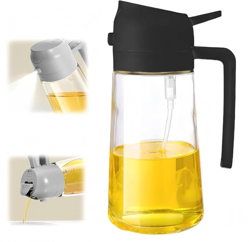 2 in 1 Olive Oil Dispenser Bottle for Kitchen,Oil Sprayer for Cooking, 1.56oz/470ml Premium Glass... | Amazon (US)