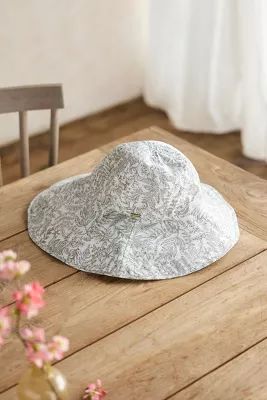 Asymmetrical Brim Cotton Crusher Hat, Botanical | Terrain