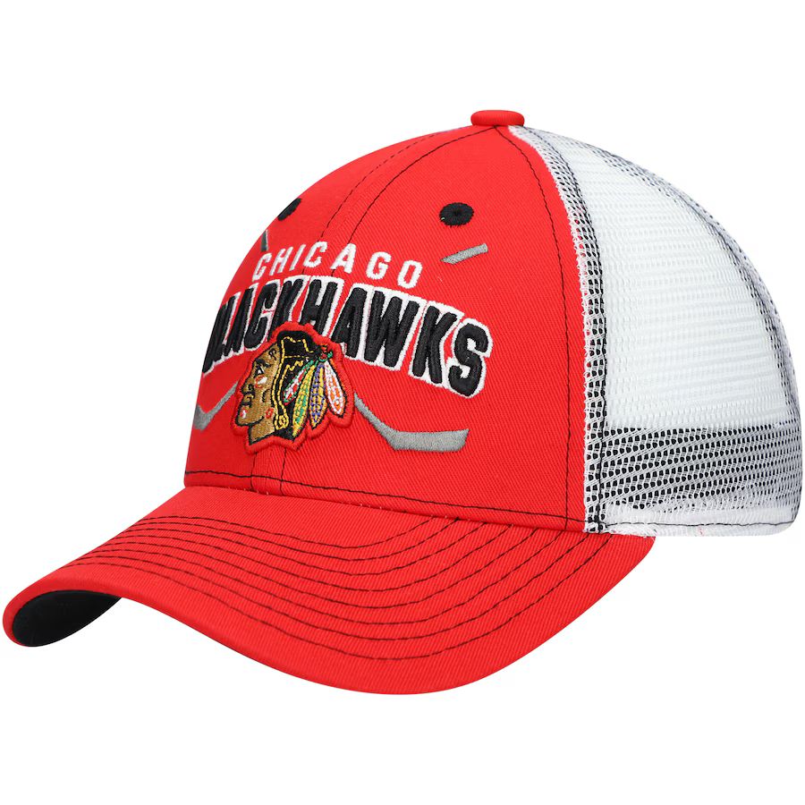 Youth Chicago Blackhawks Red Core Lockup Trucker Snapback Hat | NHL Shop