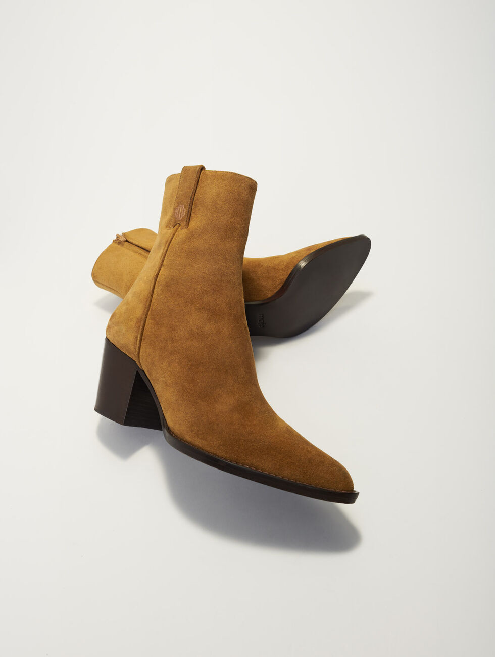 Cowboy boots in camel suede leather Brown for Women | Maje | Maje US